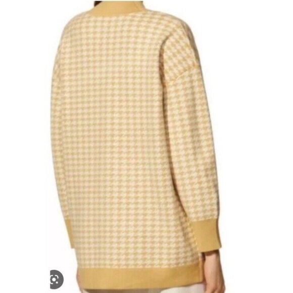 NWOT Joie Boyfriend Oversized Gingham Check Cardigan Yellow‎ Cream Plaid Sweater - Picture 10 of 10